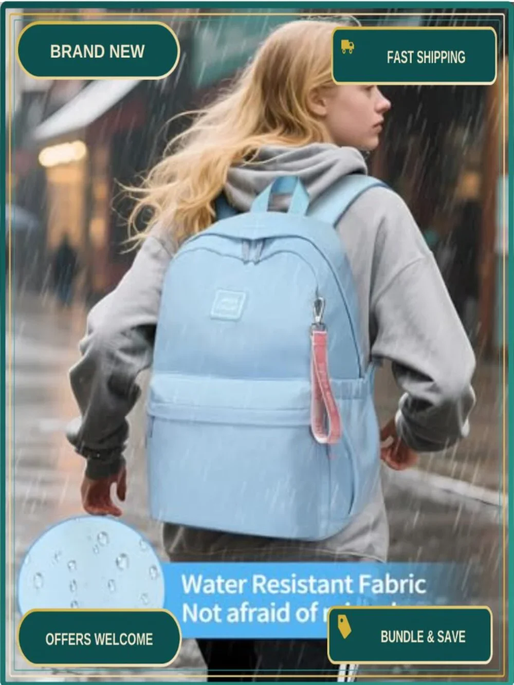 30L Water-Resistant Laptop Backpack for School, Work & Travel